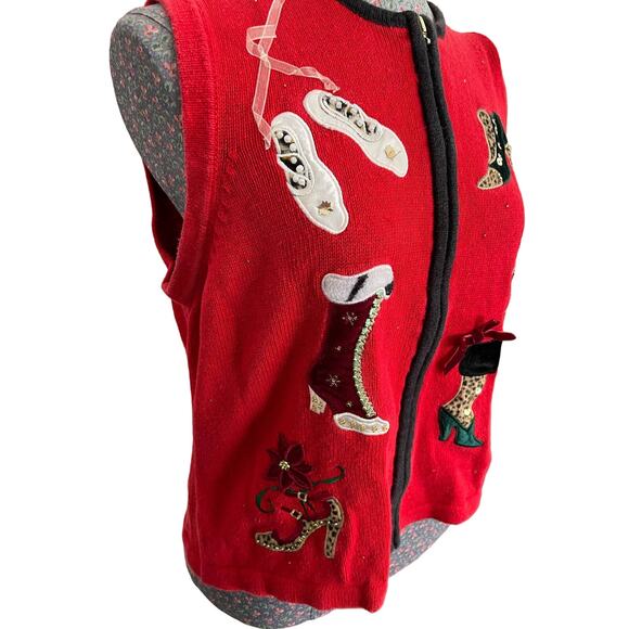 MERRY & BRIGHT Women's Christmas Sweater Vest Petite Medium - Picture 3 of 8